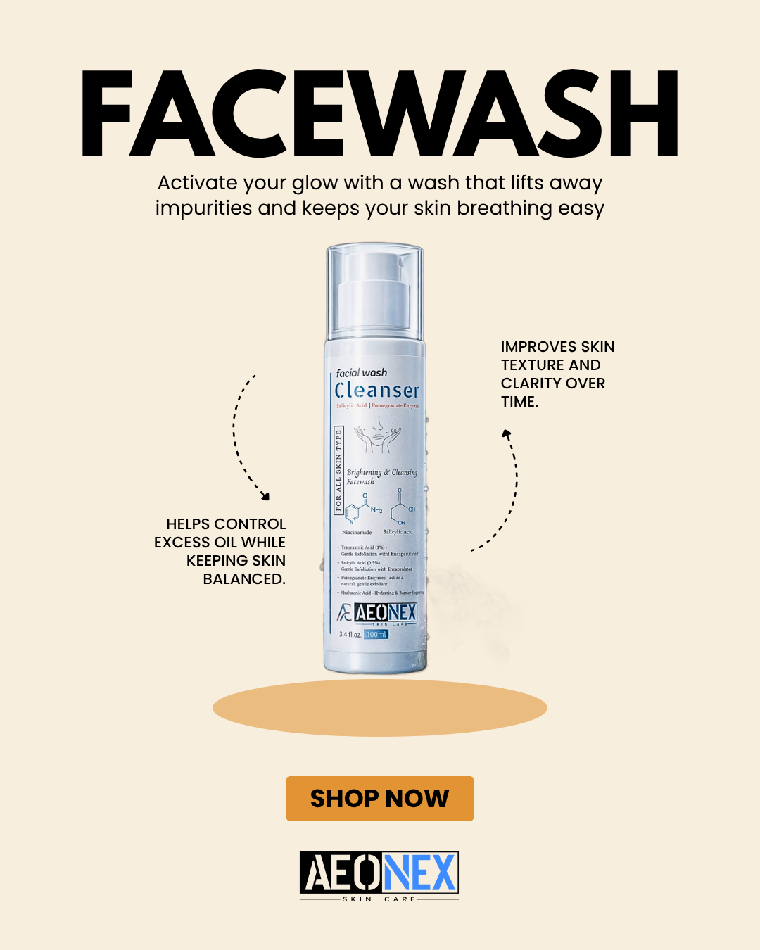 AEONEX Brightening & Acne Control Facewash 100ml